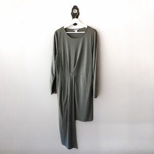 Bar III XL Sage Green Asymmetrical Midi Dress Side Zip Modal Blend Modern
